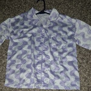 Art Class Purple and White Wavy Pajama Top